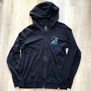 San Jose Sharks Hoodie Full Zip Up Jacket Cotton Black Mens Size 3X